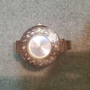 Chicos Brushed Gold & Tortoise Chunky Link Bracelet Watch Wristwatch